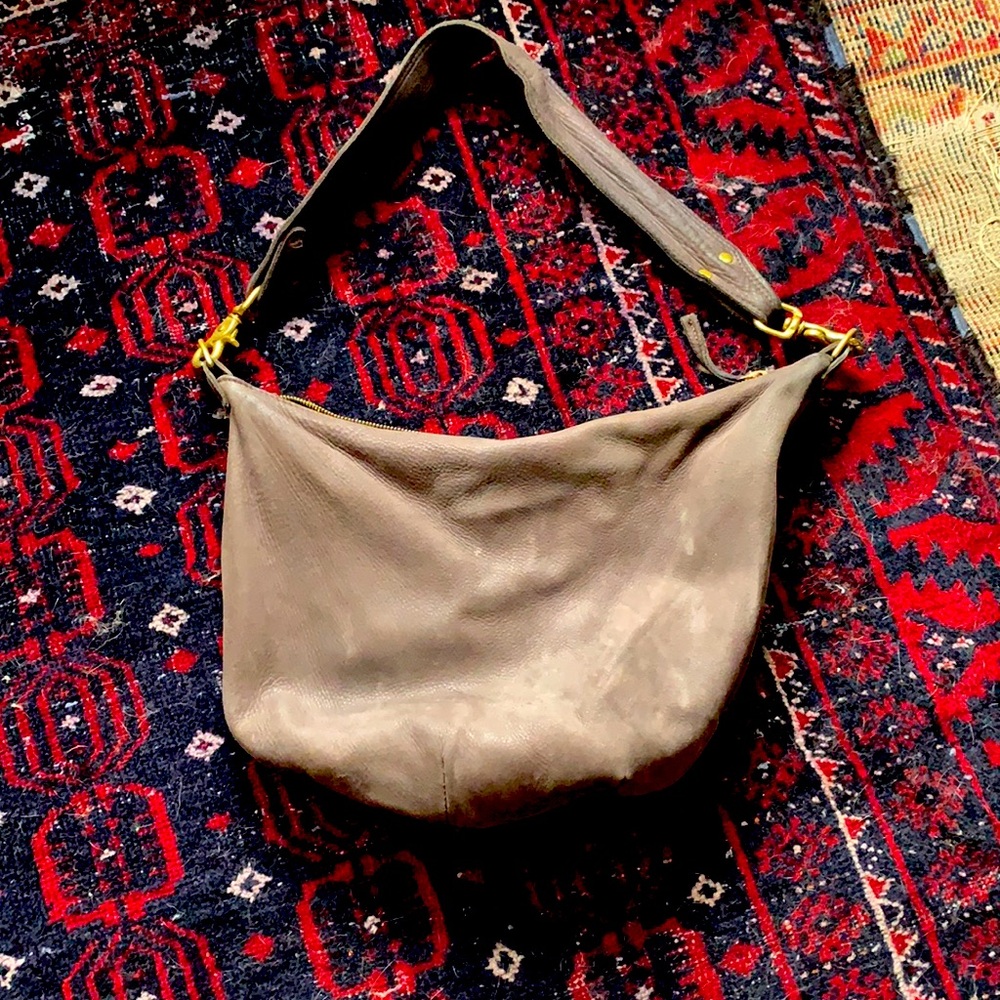Clare V. Boho bag.  Leather.  Dark grey.